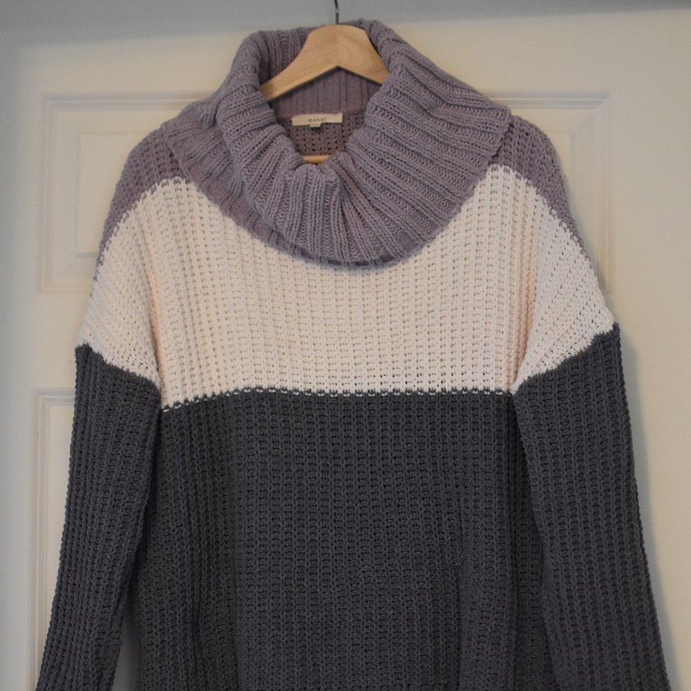 Chunky knit cowl neck sweater